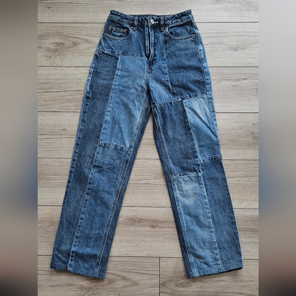 Girl's Pacsun Patchwork 90s Boyfriend Blue Jeans Denim Size 26 100% Cotton